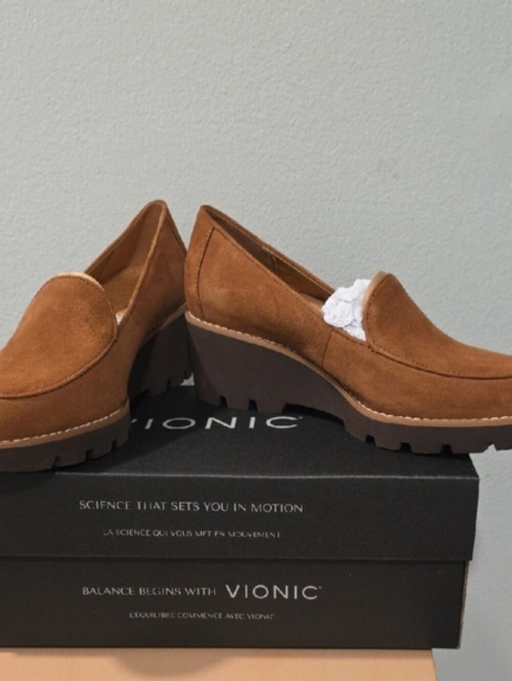 NEW, Vionic Women's Ava Suede Wedge Loafers SIZE 7